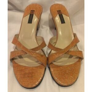 Giorgio's of Palm Beach Orange Tan Alligator Strappy Heels Shoes size 8 M